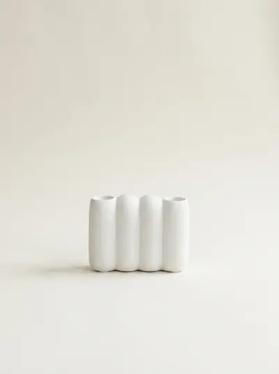 Tube Candle Holder, Bone White